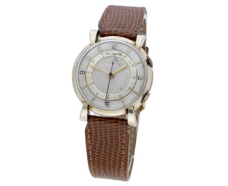 LeCoultre. A gold plated wristwatch with alarm, Memovox, circa 1949. Movement: cal. 489, manual winding, 17 jewels, no. 69344