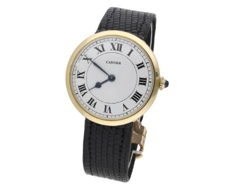 Cartier. A gold wristwatch, Ref. 7590.1, circa 1965. Movement: cal. 65, manual winding, 17 jewels. Dial: white, Roman numeral