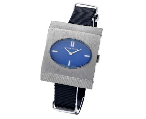 Pierre Cardin / Jaeger. A steel rectangular wristwatch, PC103, Espace Collection, circa 1971. Movement: cal. 36, manual windi