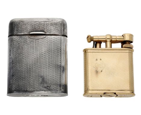 A 9ct gold lighter by Dunhill, 1932, and a silver lighter by Mappin & Webb, 1928, each with engine-turned decoration to both 