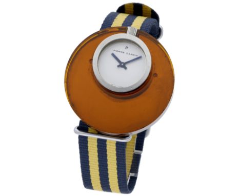 Pierre Cardin / Jaeger. A steel and orange acrylic asymmetric wristwatch, PC113, Espace Collection, circa 1971. Movement: cal