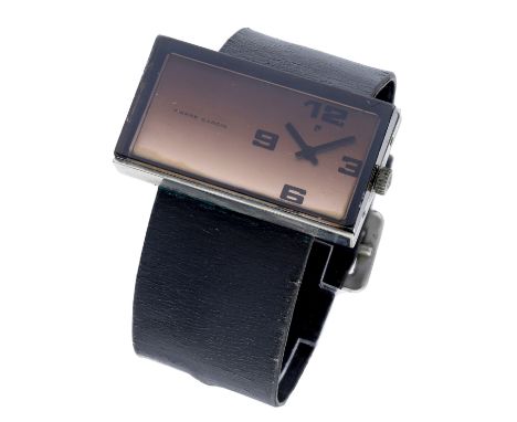 Pierre Cardin / Jaeger. A chrome plated and smoked acrylic rectangular wristwatch, PC108, Espace Collection, circa 1971. Move