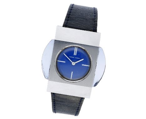Pierre Cardin / Jaeger. A steel and acrylic rectangular wristwatch, PC106, Espace Collection, circa 1971. Movement: cal. 36, 