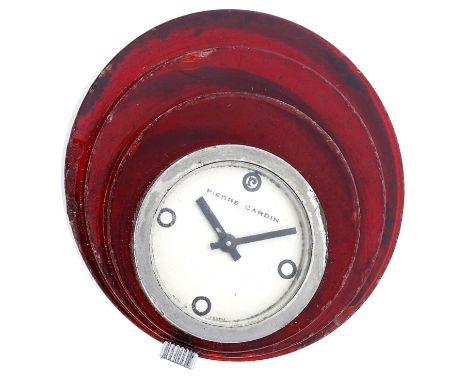 Pierre Cardin / Jaeger. A steel and red acrylic asymmetric wristwatch, PC112, Espace Collection, circa 1971. Movement: cal. 3