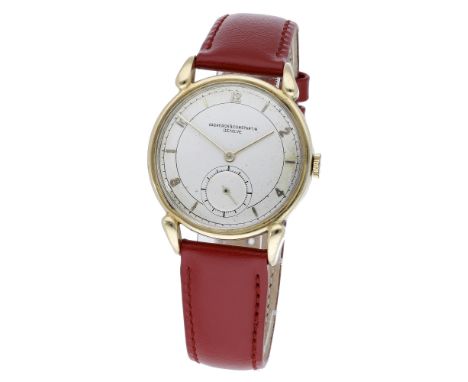 Vacheron Constantin. A gold wristwatch, circa 1945. Movement: cal. V453, manual winding, 17 jewels, no. 460771. Dial: silvere