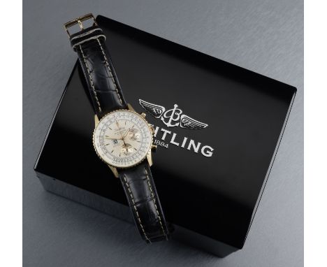 Breitling. A rare gold automatic chronograph pilot’s watch with 10-minute final glide calculator, Ref. H36030.1, Spatiographe