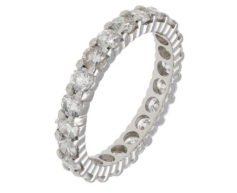 A diamond eternity ring, set throughout with brilliant-cut diamonds, total diamond weight approximately 2.00 carats, ring siz