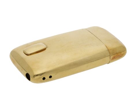 A gold cigarette lighter by Louis Osman, 1972, of slightly rounded rectangular form and plain polished finish, with conformin