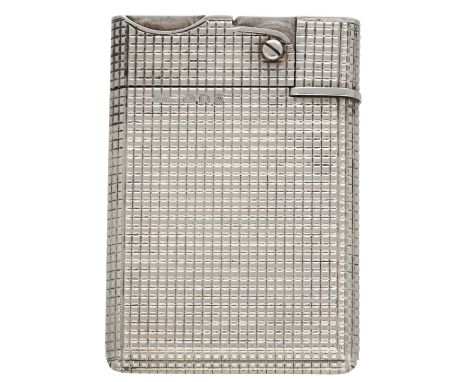 A silver lighter by Asprey & Co., 1967, double-sided and with crosshatched decoration throughout, maker’s mark, London hallma