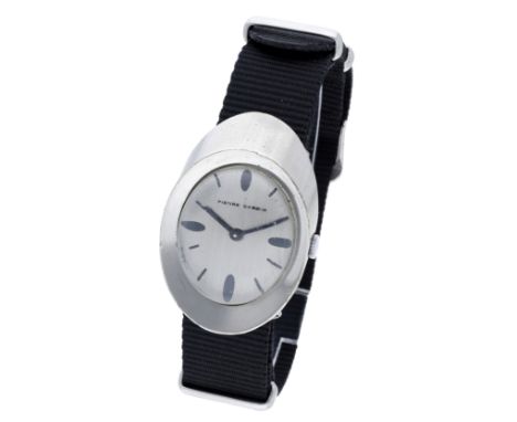 Pierre Cardin / Jaeger. A steel oval wristwatch, PC107, Espace Collection, circa 1971. Movement: cal. 36, manual winding, 17 