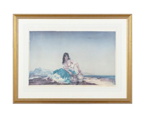 SIR WILLIAM RUSSELL FLINT (1880 - 1969)Young Woman in LandscapeOffset colour lithograph, 41 x 65cmSigned