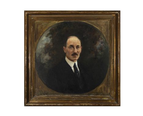 CONTINENTAL SCHOOL, EARLY 20TH CENTURY&nbsp;Portrait of Captain Howard Bury, in painted tondo Oil on canvas, 73 x 73cm Signed