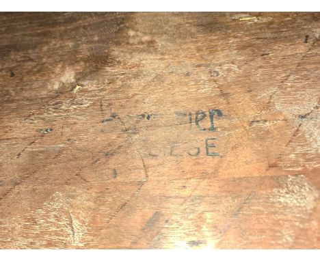 AN ARTS & CRAFTS WALNUT DESK BY GUSTAVE SERRURIER-BOVY, STAMPED 'SERRURIER LIEGE',the solid rectangular top with moulded edge