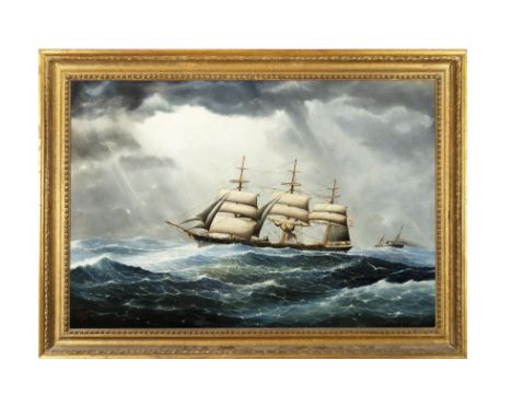 HERMAN R. DIETZ (RUSSIAN/AMERICAN) (1860-1923) The Clipper 'Manalope' Oil on canvas, 48 x 91cm Signed and dated 1889