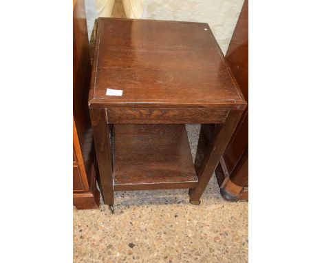 Small dark wood two tier table on wheels (Item 96 on vendor list)