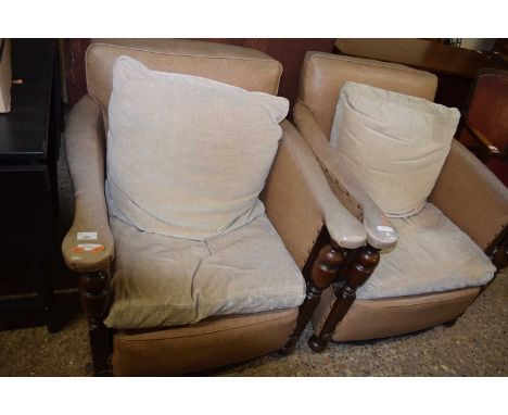 A pair of 1930's rexine covered low armchairs (Item 78 in vendor list)
