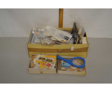 Box of various mixed world stamps, first day covers etc