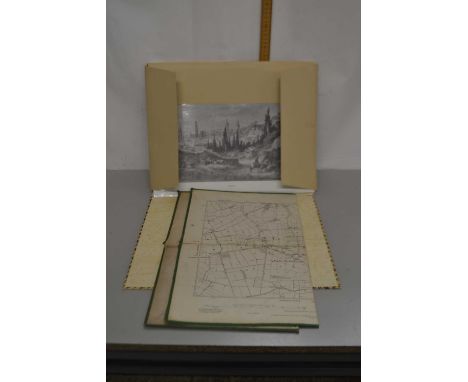Two folding Ordnance Survey maps with linen backs for the Norfolk villages of Great Fransham and North Tuddenham together wit