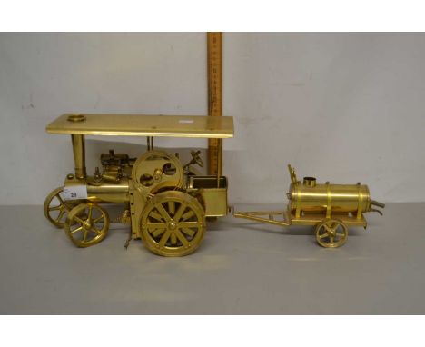 A model brass traction engine marked Wilesco Traktor