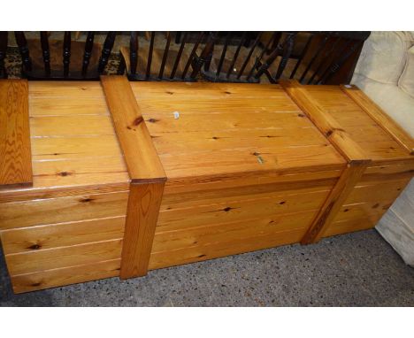A long pine storage trunk (Item 113 on vendor list)