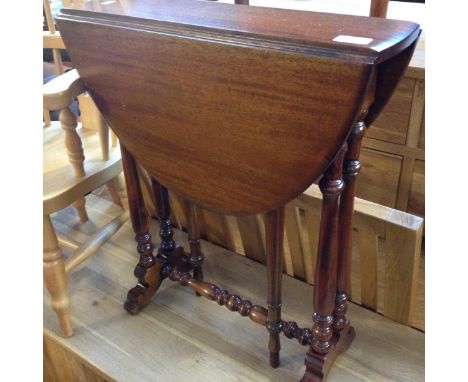 OVAL MAHOGANY DROP LEAF NARROW TABLE, L50CM