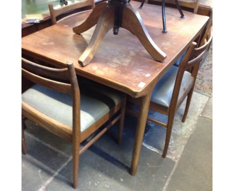 TEAK TABLE AND FOUR CHAIRS, L127CM