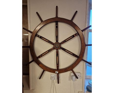 Wall-Hung Large Vintage Nautical Maritime Ship's Wheel