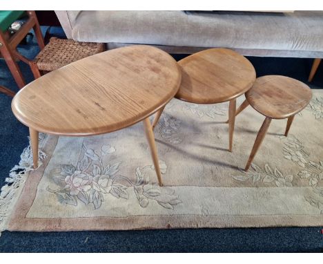 Ercol Blonde Nest of Three Coffee Tables