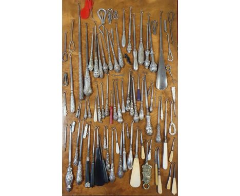Large Collection of Silver Hallmarked Handled and Other Button Hokoks