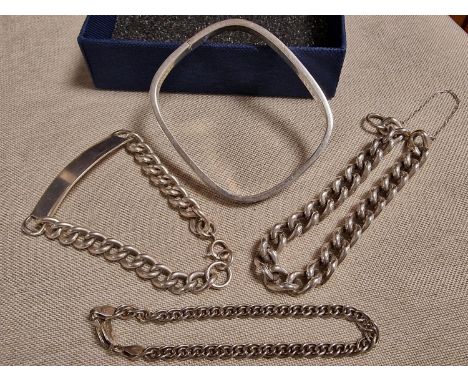 Collection of Hallmarked Silver Bracelets &amp; Bangle - 72.6g