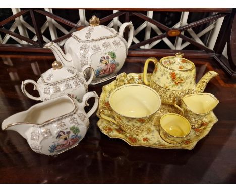 Royal Winton Chintz Floral Breakfast Service/Tray Set + a 3pc Sadler Crinoline Lady Tea Set