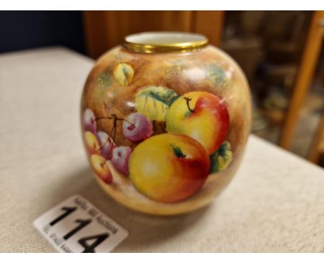 Antique Royal Worcester Gilt Edged Fruits Jar - marked 2491/10 to base