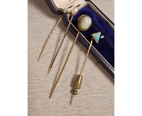 Collection of Four Antique Pins inc Two Opal examples