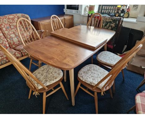 Ercol Blonde Dining Suite with Extender Table and Six Chairs