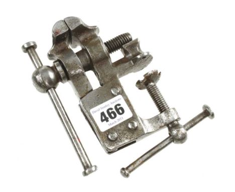An early polished steel bench vice with 1 1/2" jaws G