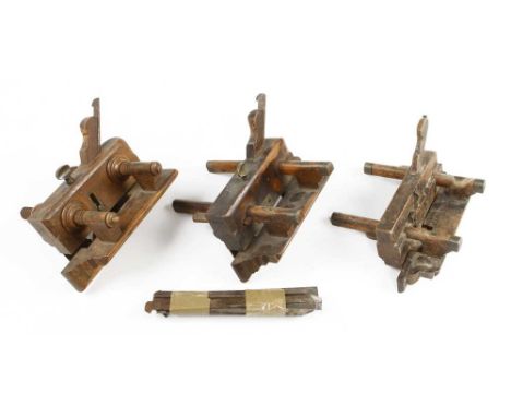 A beech screwstem plough, another plough and a sash fillester G