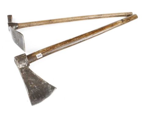 A 5" French adze with hammer pole and a felling axe G