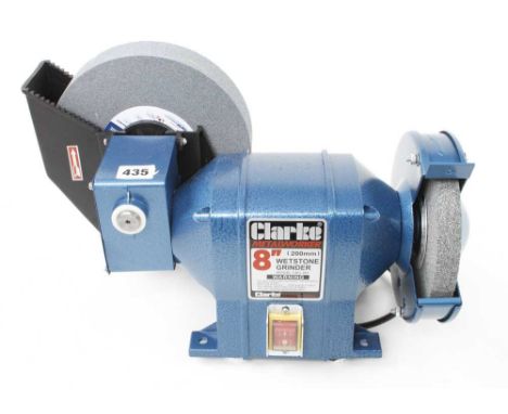 A little used CLARKE combination 8" wetstone grinder and 6" bench grinder in orig box 240V N