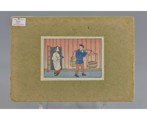 A Japanese early 20th century accordion book of 20 various woodblock prints. From SAKAI &amp; CO. 'Woodblock prints across fr
