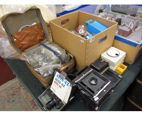 Collection of cameras, projector, bulbs etc.