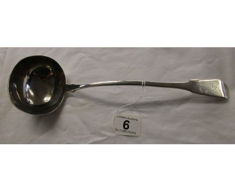 Large silver ladle with dove engraving - English Hallmark - Approx. 203g