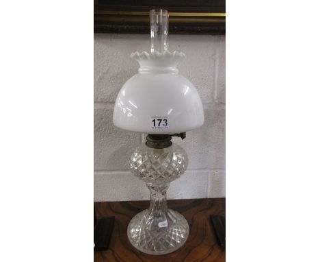 Victorian cut glass oil lamp