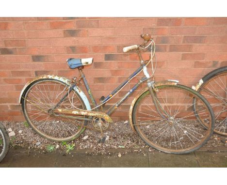 A VINTAGE BSA COLLEGIATE LADIES BIKE with three speed gears 19in frame (distressed)