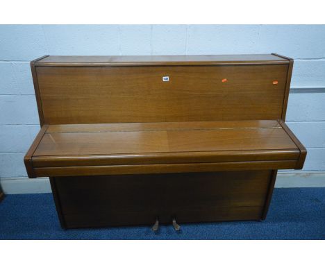 KNIGHT (c1968) A LIGHT WOOD OVERSTUNG UPRIGHT PIANO, serial number 46181, width 140cm x depth 55cm x height 112cm
