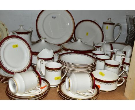 A SIXTY FOUR PIECE PARAGON/ROYAL ALBERT HOLYROOD DINNER SERVICE, comprising tea pot, coffee pot, two lidded tureens, cake pla