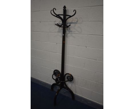A THONET STYLE BENTWOOD HALF ROUND WALL HAT/STICK STAND, height 201cm