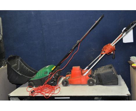 A QUALCAST SCARIFIER with collection box ( PAT pass and working) and a vintage Black and Decker lawn mower with grass box ( u