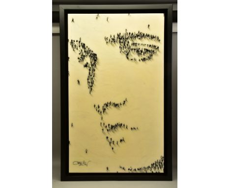 CRAIG ALAN (AMERICAN CONTEMPORARY) 'ELVIS II' a portrait composed of stencilled figures, signed bottom left, mixed media on b
