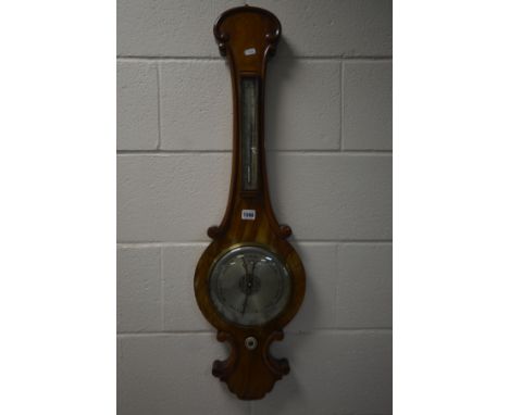 A VICTORIAN WALNUT WHEEL BAROMETER, height 95cm