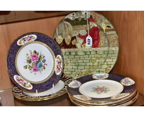 NINE VARIOUS DECORATIVE PLATES BY ROYAL WORCESTER, ROYAL DOULTON, SPODE AND ROYAL CROWN DERBY, including two Spode The Cabine